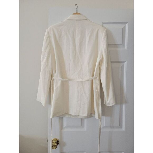 ZARA Linen Belted Jacket in cream L NWT - Picture 7 of 9